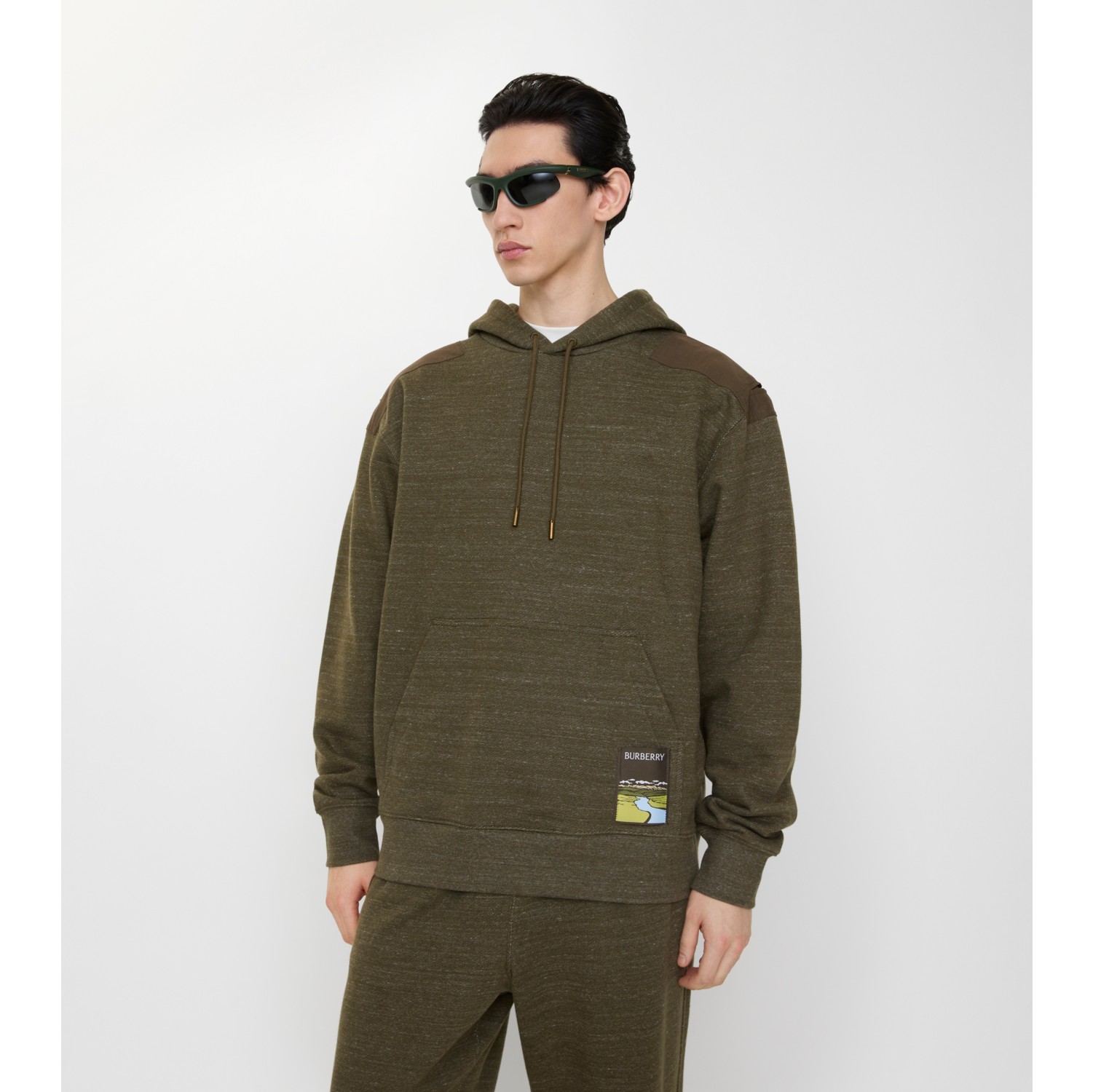 景观标签棉质连帽衫