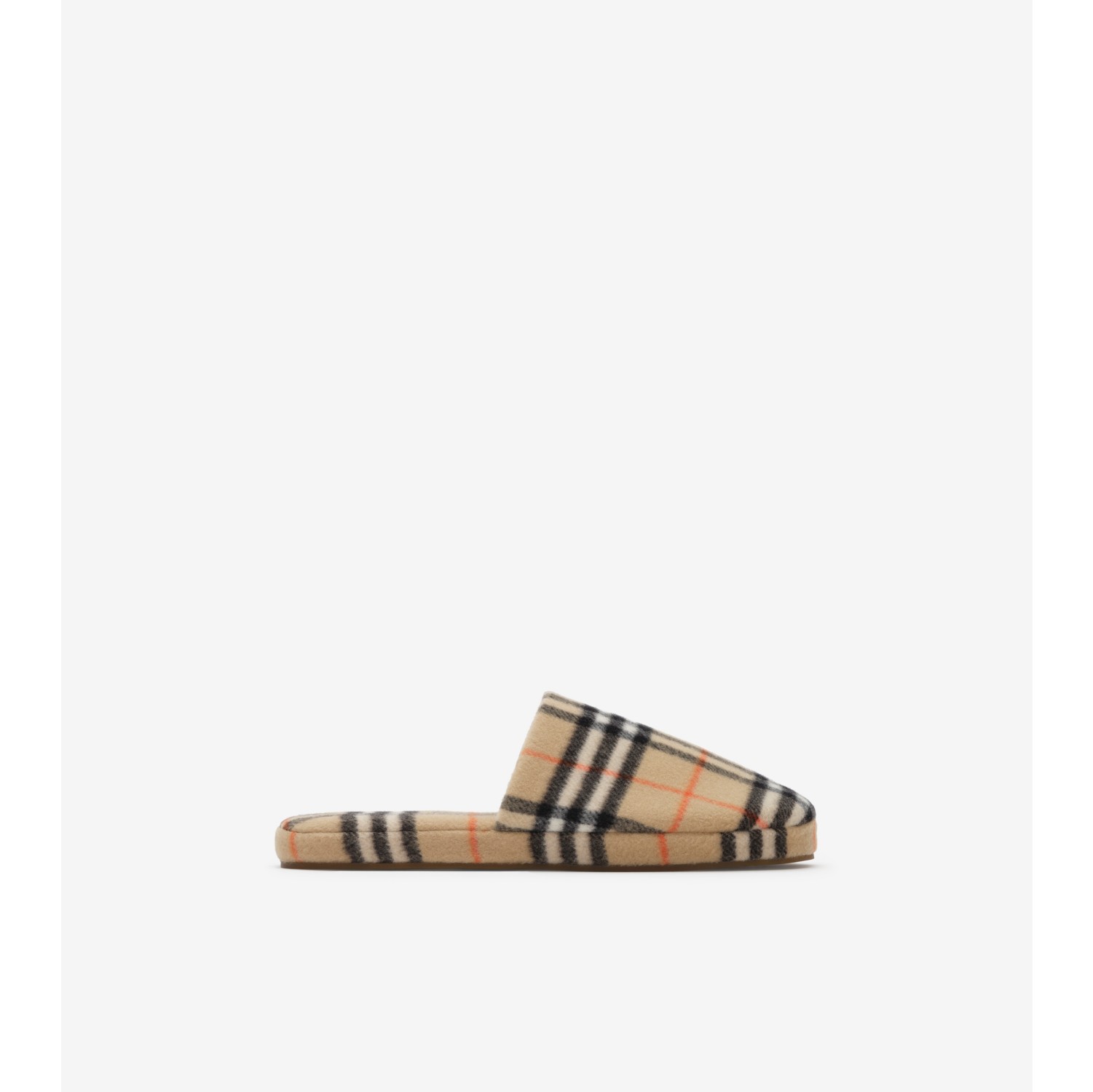 格纹羊毛混纺拖鞋