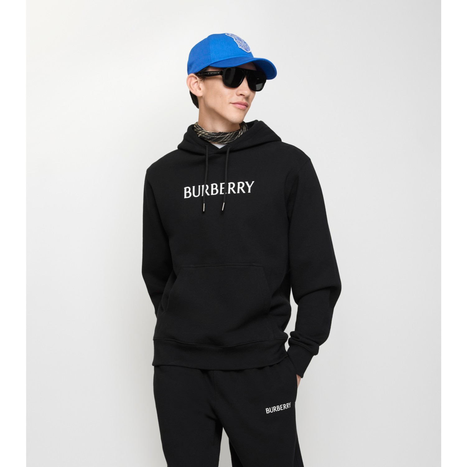 徽标印花棉质连帽衫