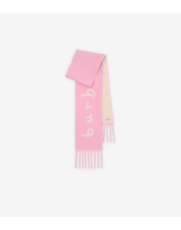 双面两用徽标装饰羊驼毛混纺围巾