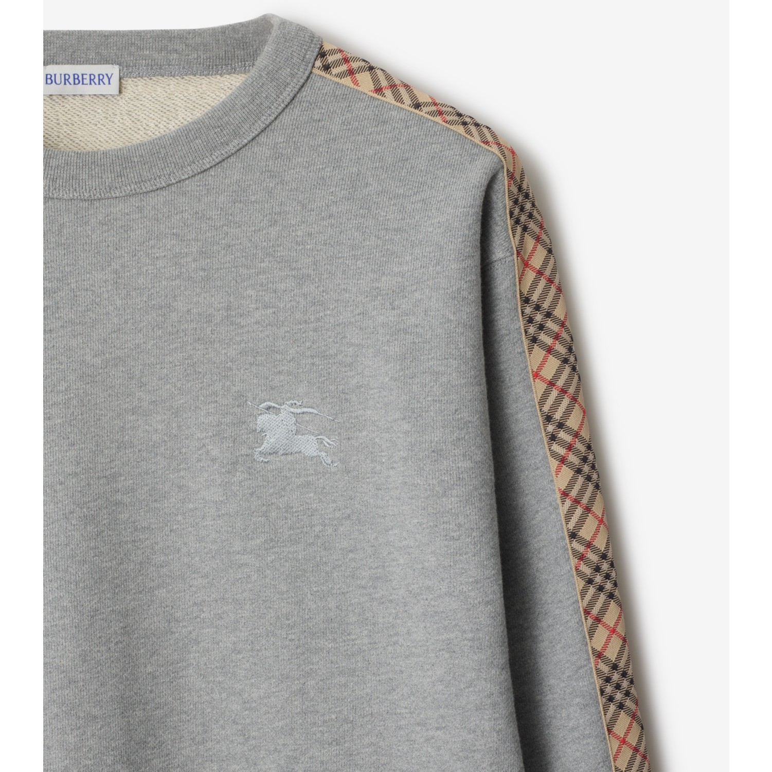 格纹饰边棉质运动衫