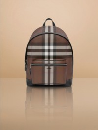 Check and Leather Backpack
