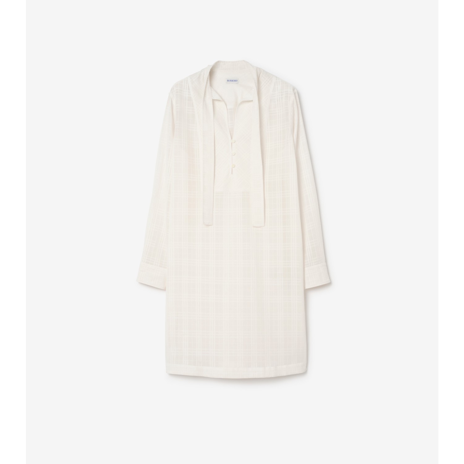 格纹棉质薄纱连衣裙