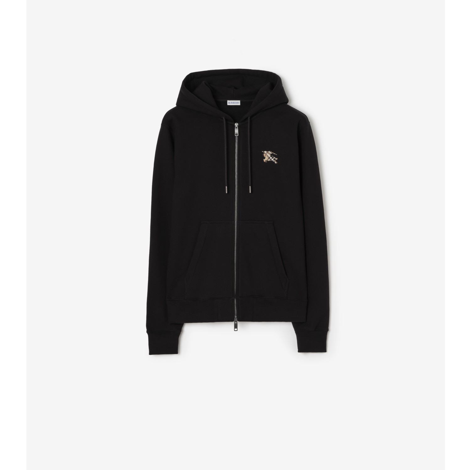 格纹骑士印章棉质拉链连帽衫