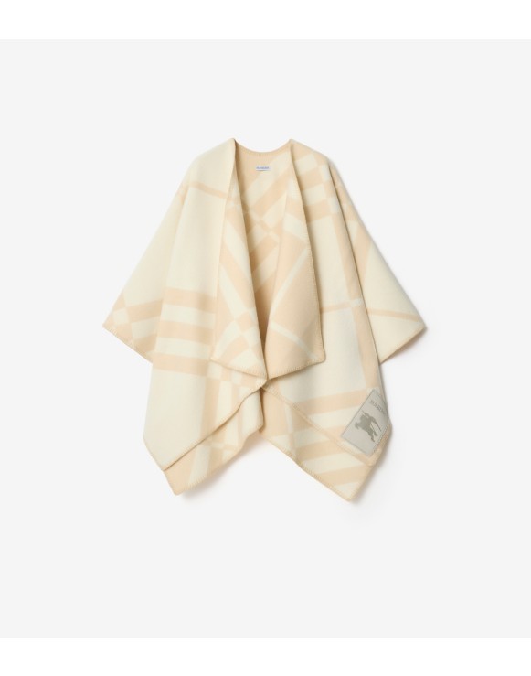 格纹羊毛羊绒混纺斗篷