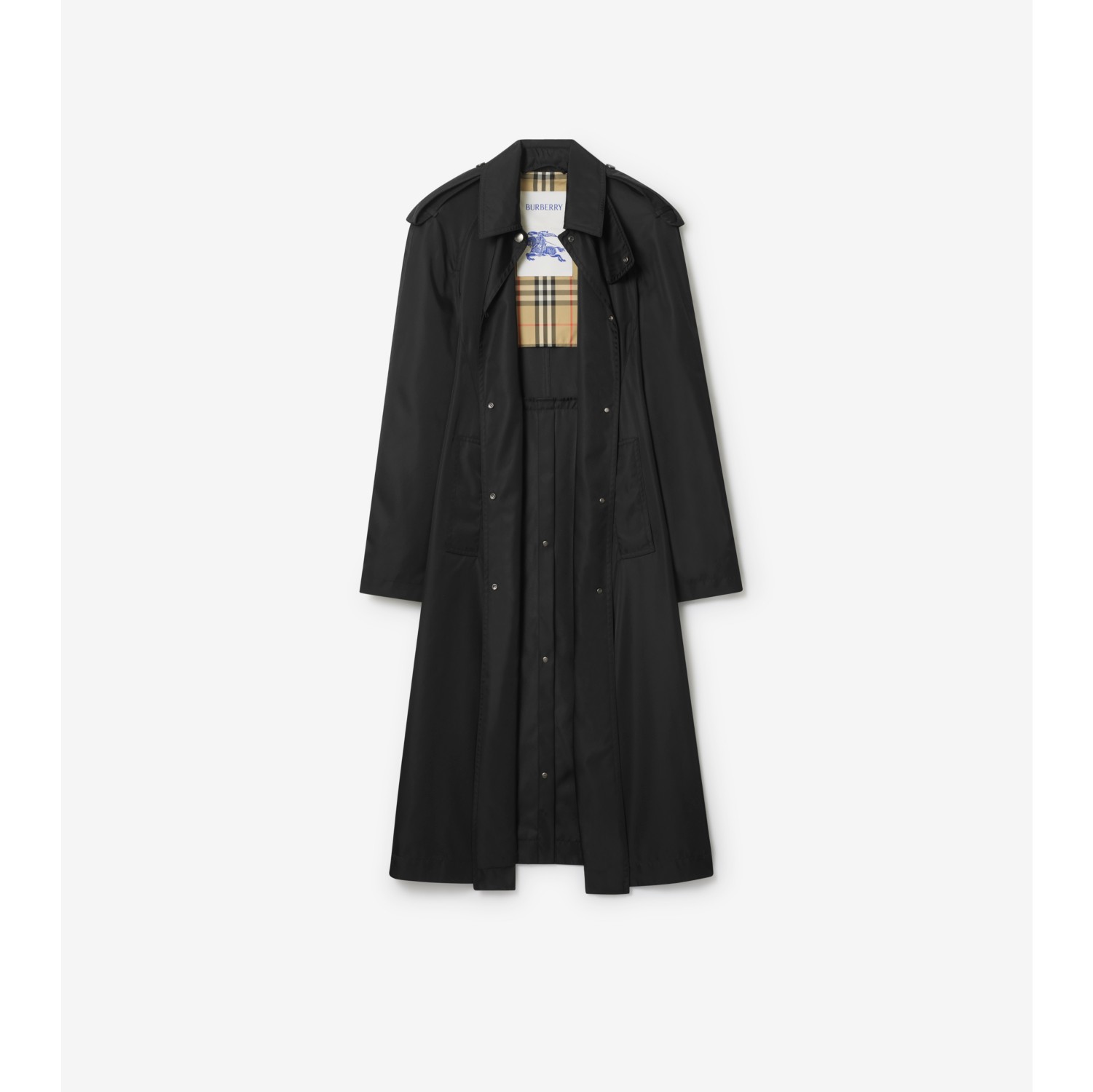 长款尼龙连帽轻便大衣