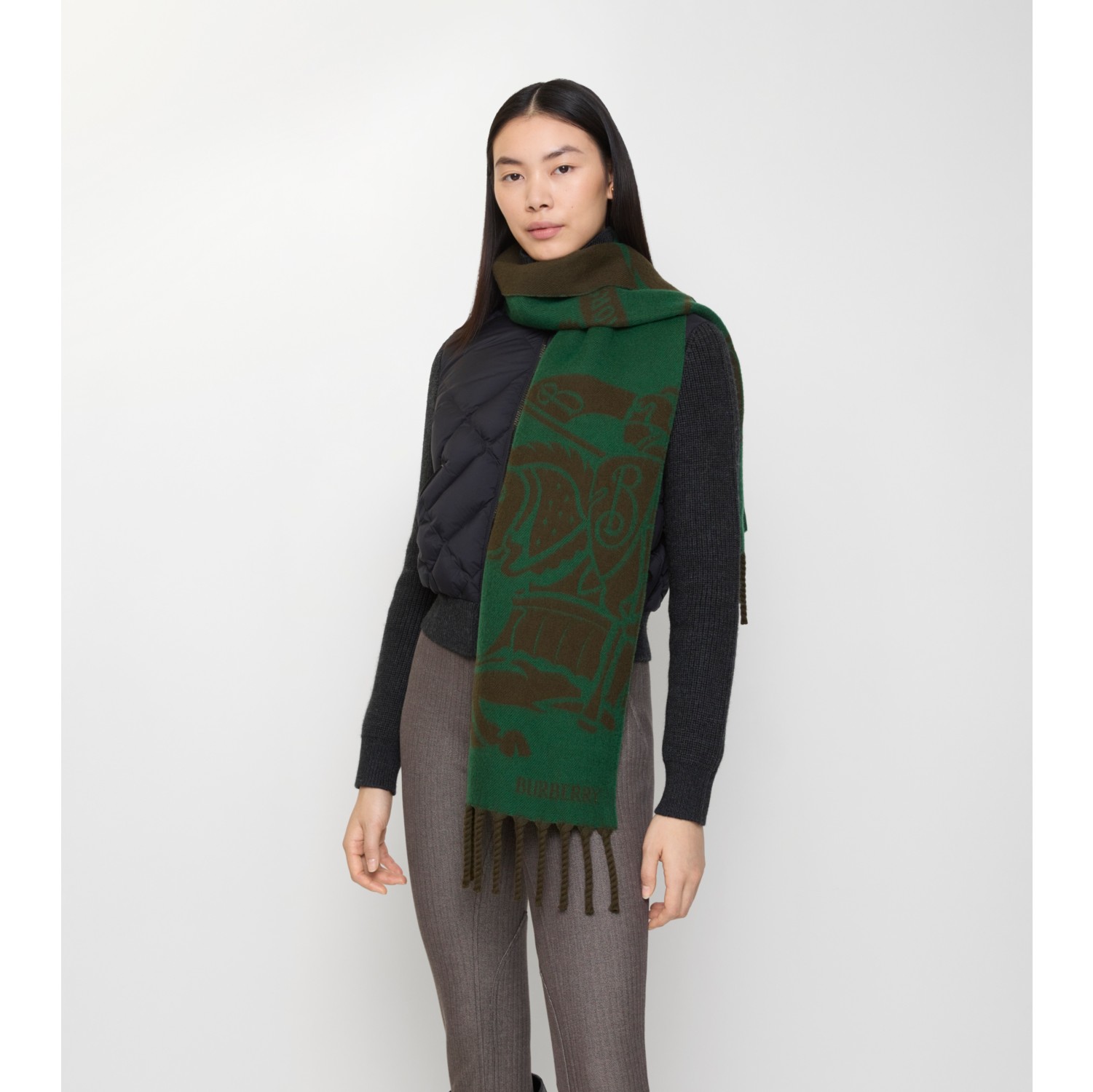 双面两用马术骑士徽标羊毛围巾