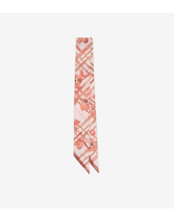 水彩格纹窄版丝巾