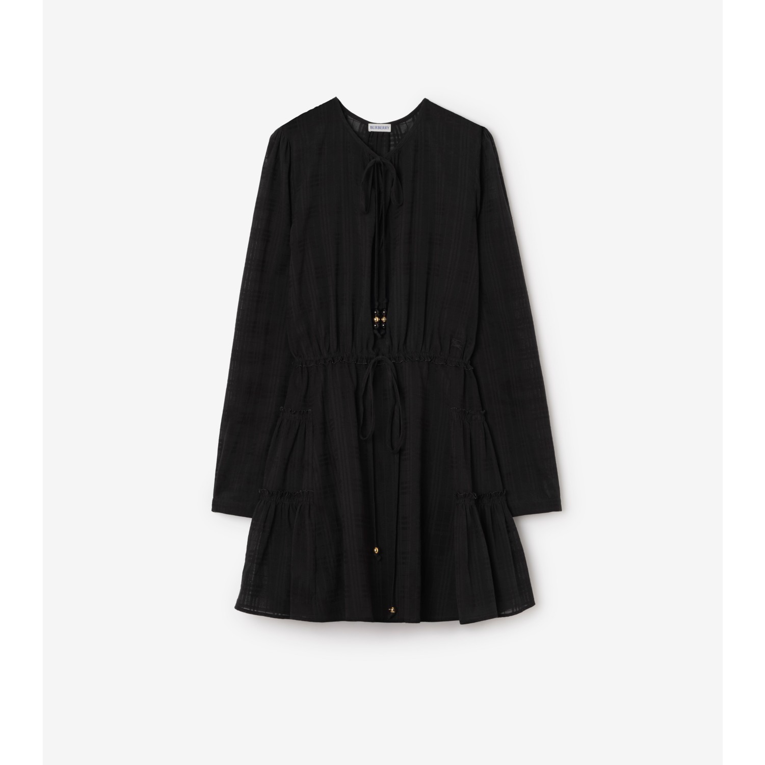 格纹棉质薄纱连衣裙