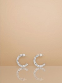 Crystal Detail Palladium-plated Logo Hoop Earrings