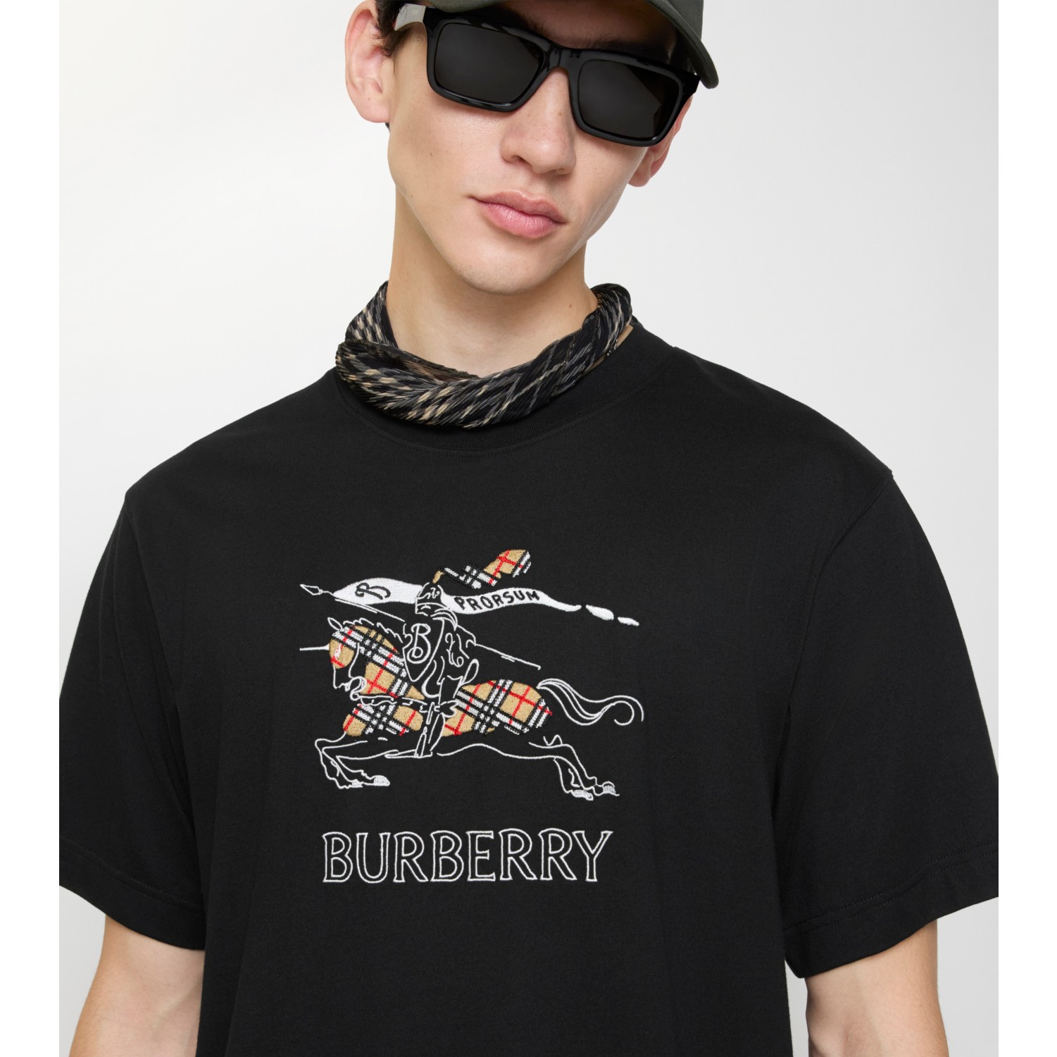 素描马术骑士徽标棉质 T 恤衫