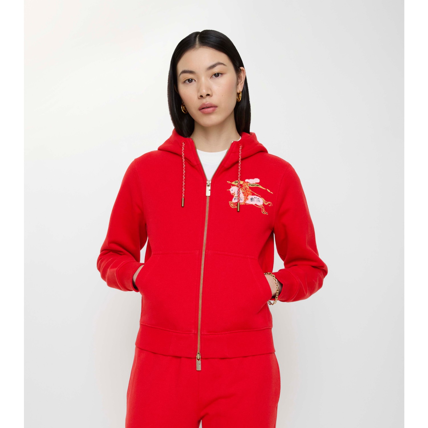 棉质拉链连帽衫