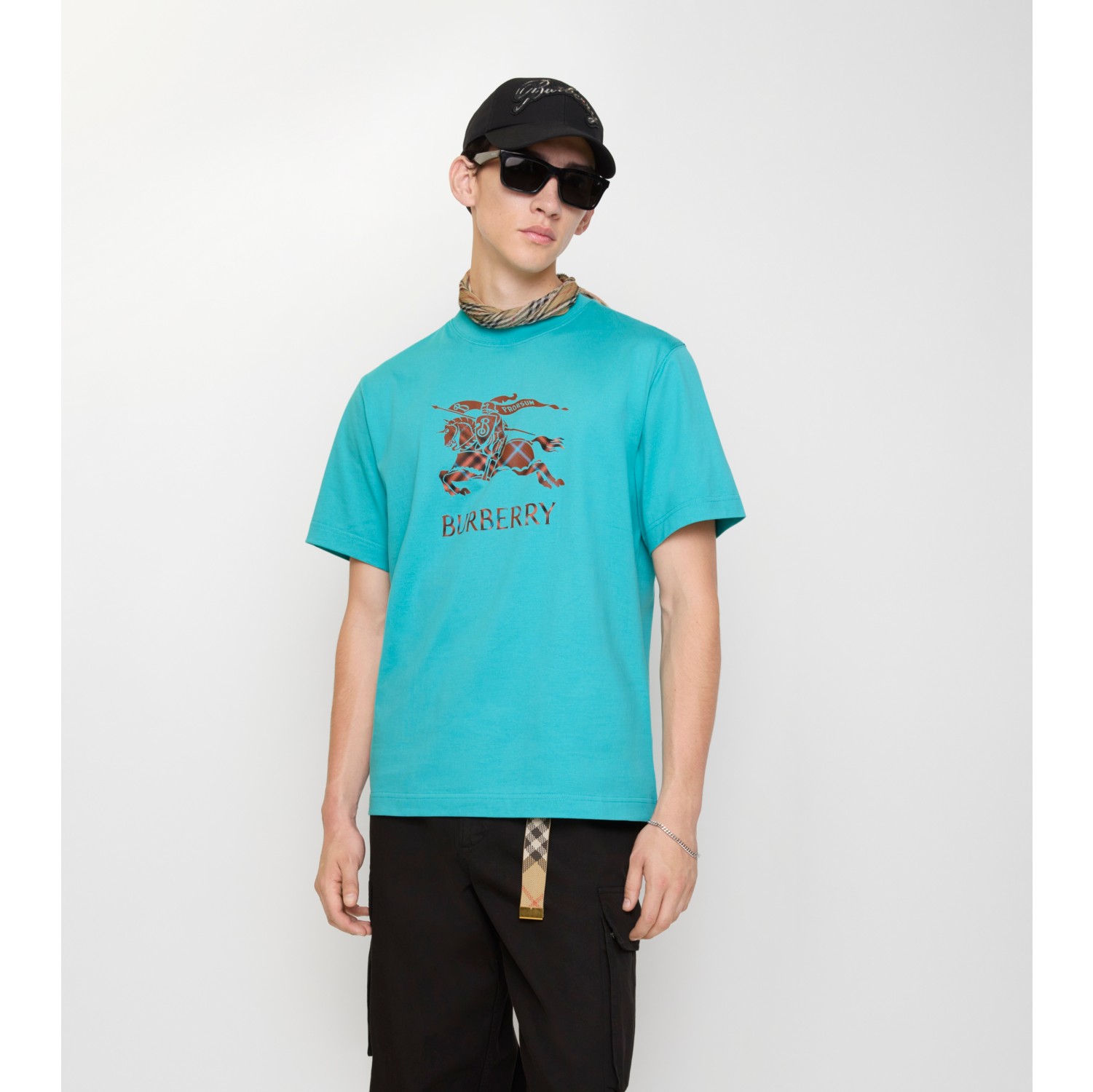 渐变马术骑士徽标棉质 T 恤衫