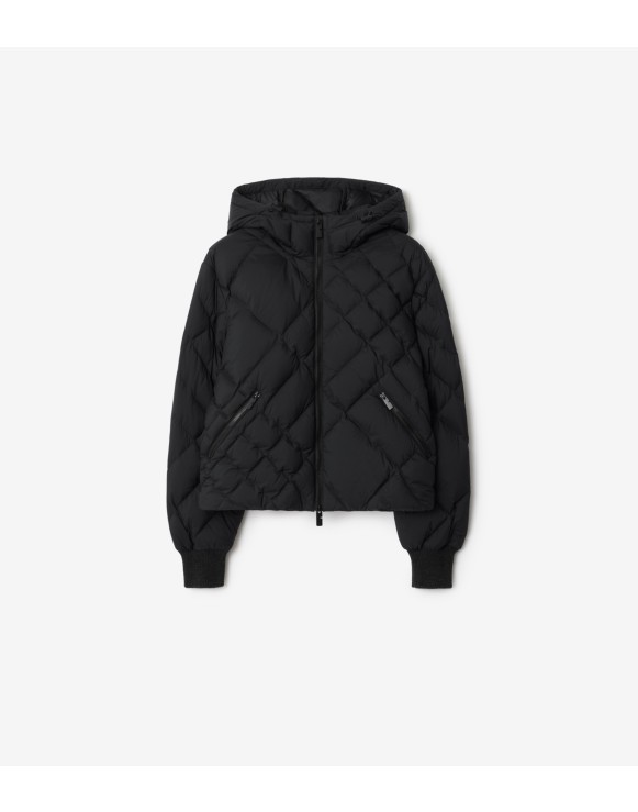 格纹缝线尼龙 Delley 羽绒服