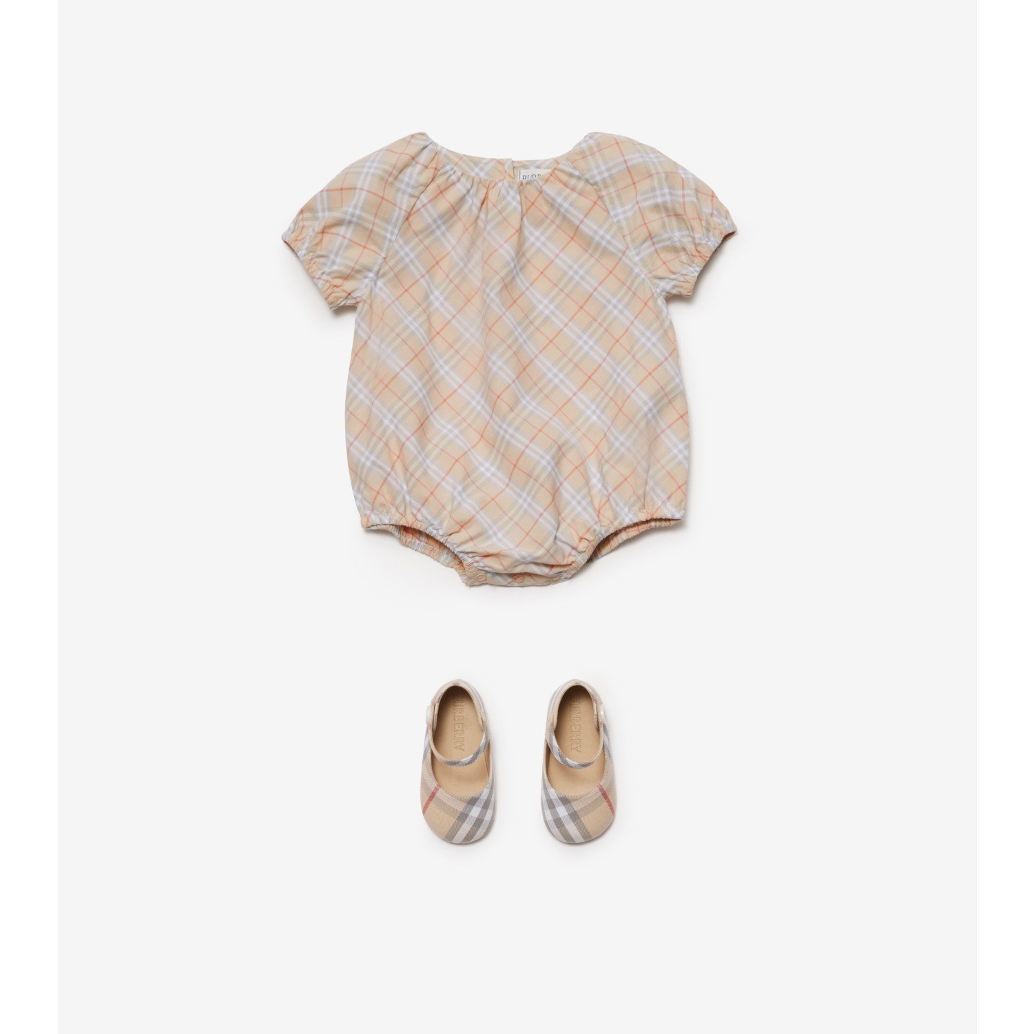 格纹棉质婴儿连身衣