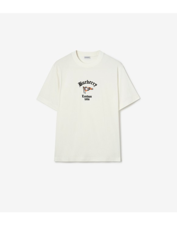 格纹旗帜图案棉质 T 恤衫