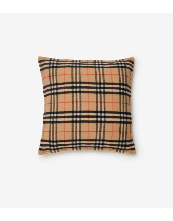 格纹羊毛羊绒混纺靠枕