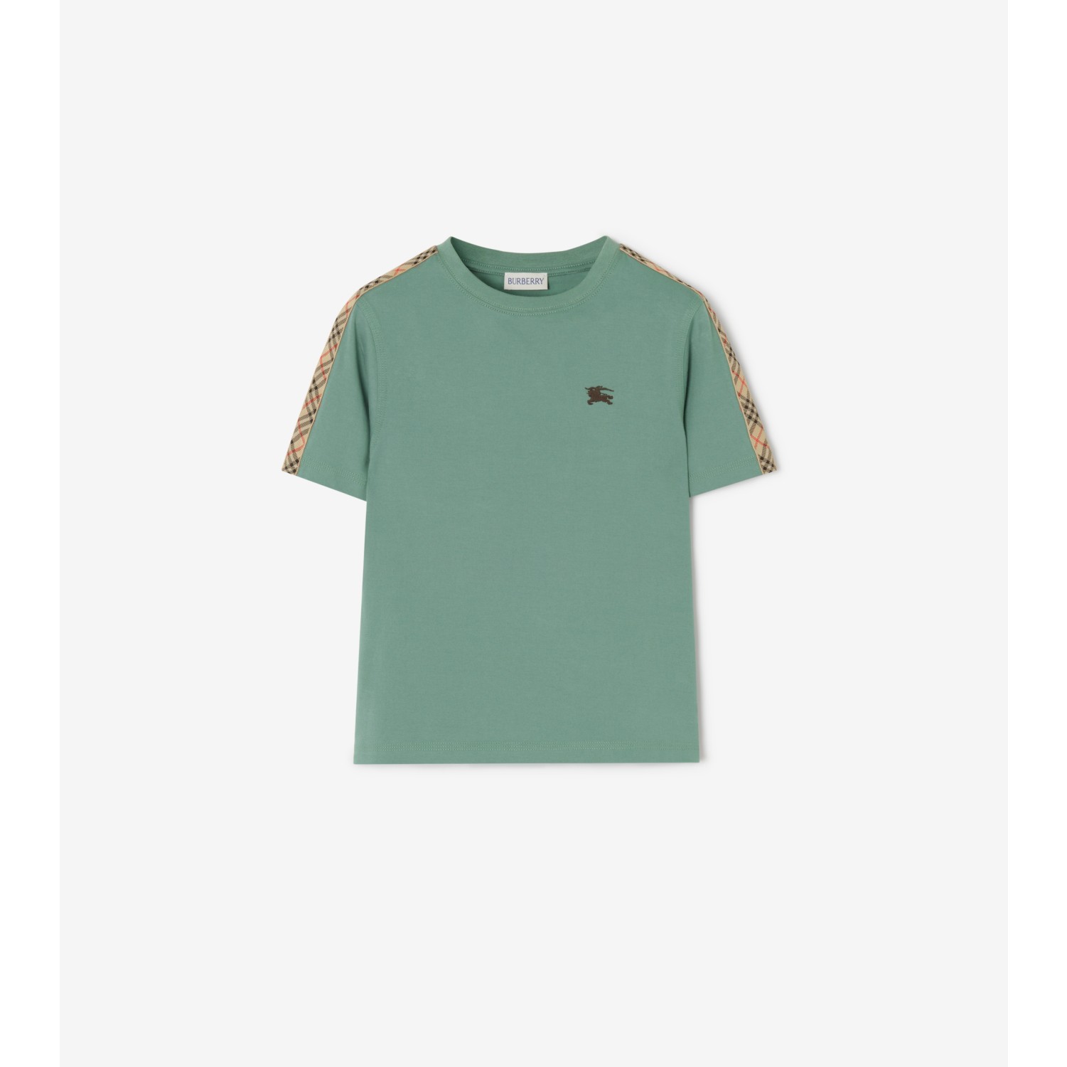 格纹装饰棉质 T 恤衫