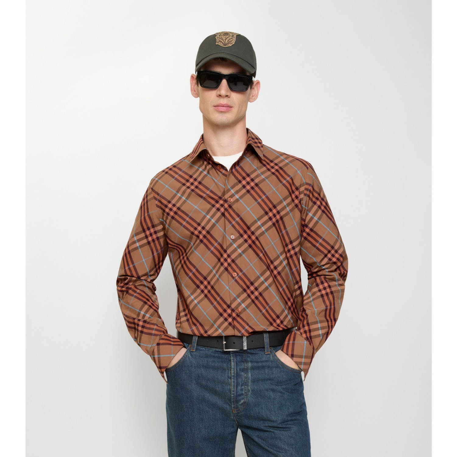 休闲版型格纹棉质衬衫