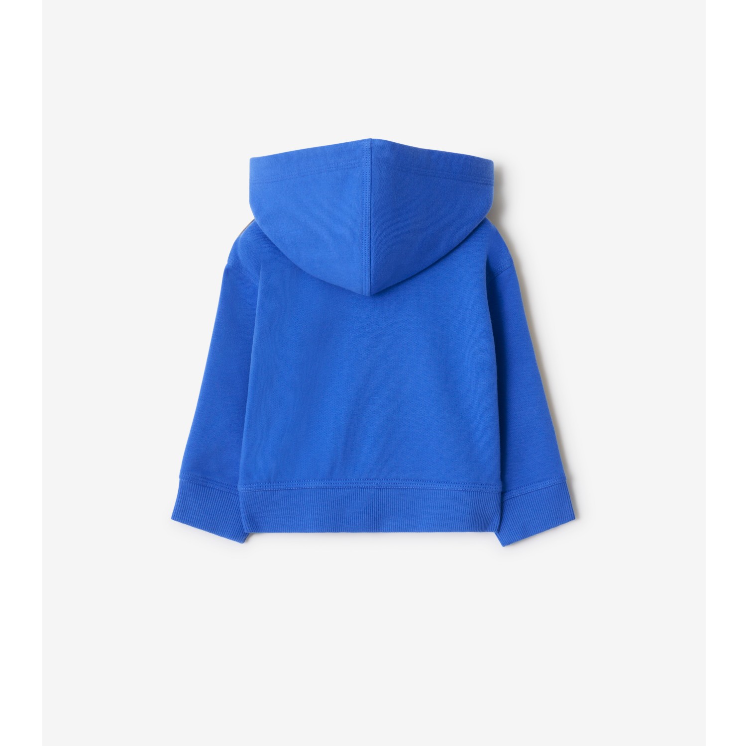 格纹装饰棉质拉链连帽衫