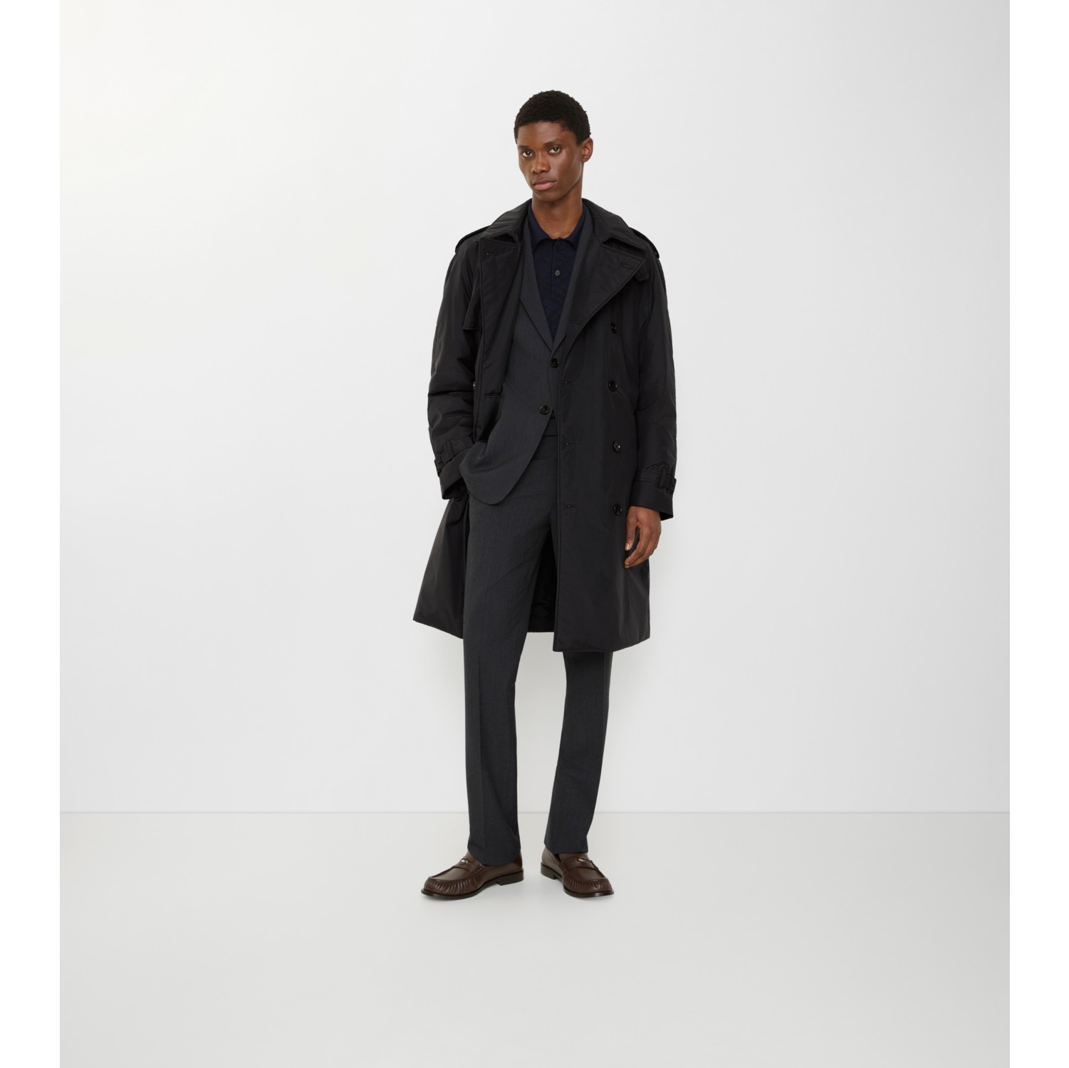 长款棉质尼龙加垫 Trench 风衣