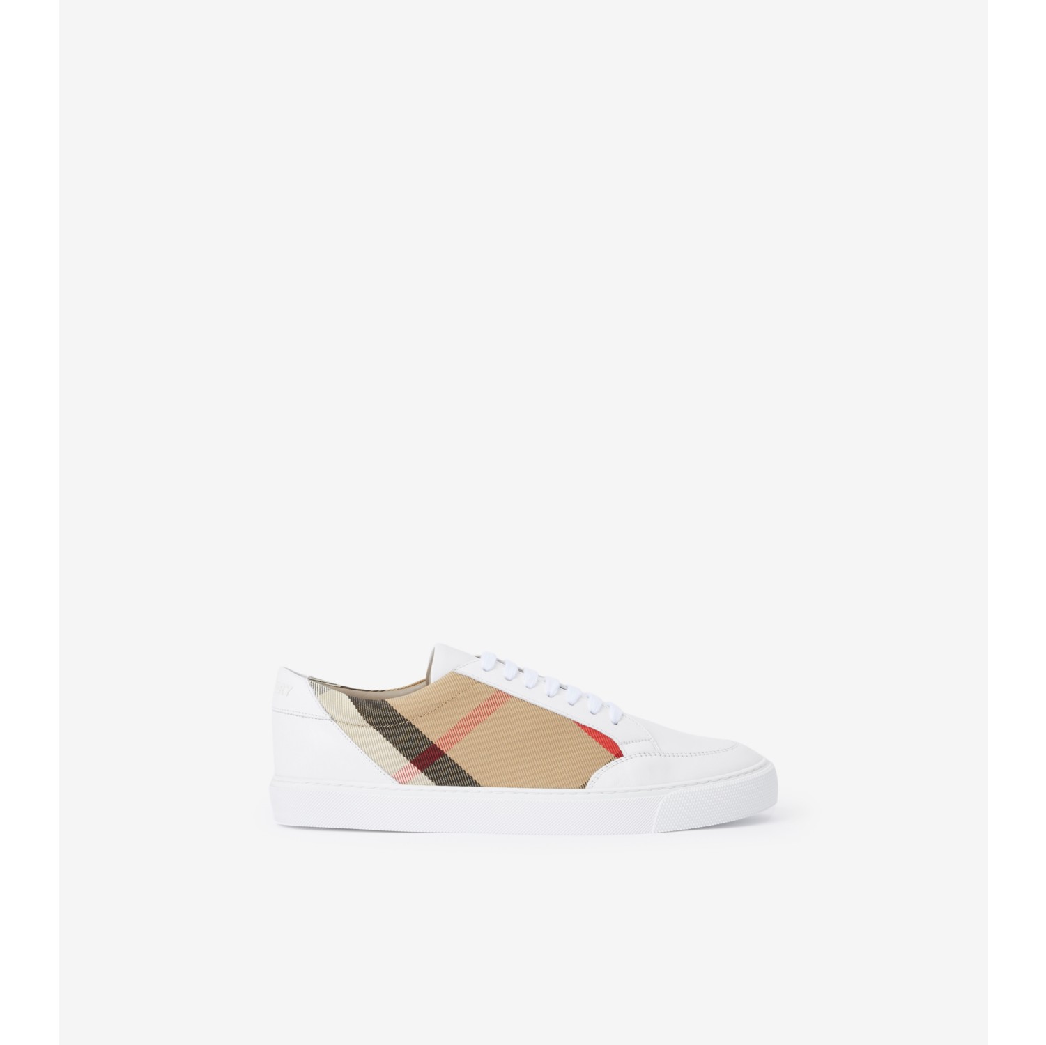 Check and Leather Sneakers