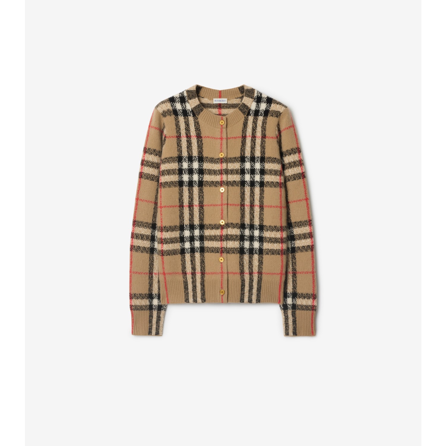 格纹羊绒羊毛混纺开衫