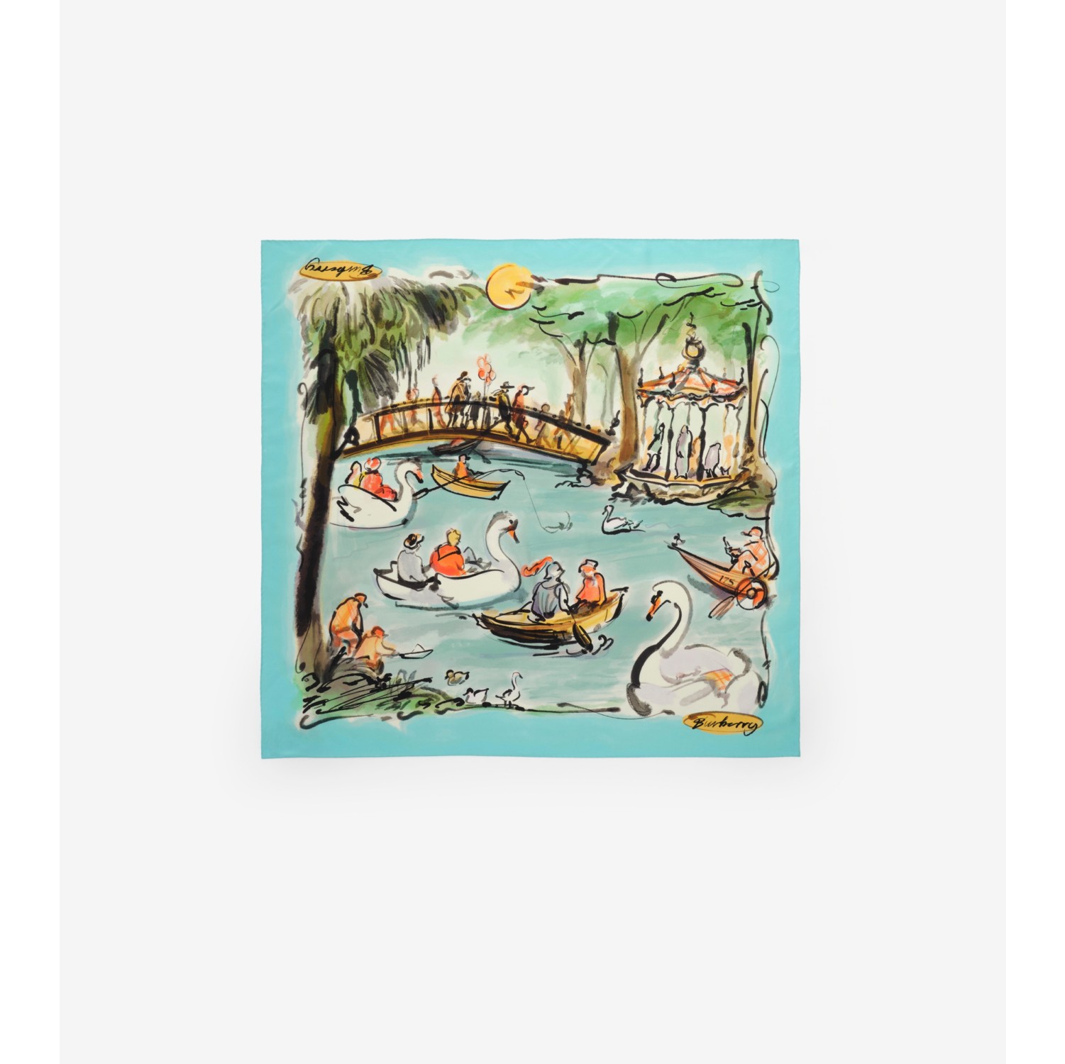 天鹅湖印花丝巾