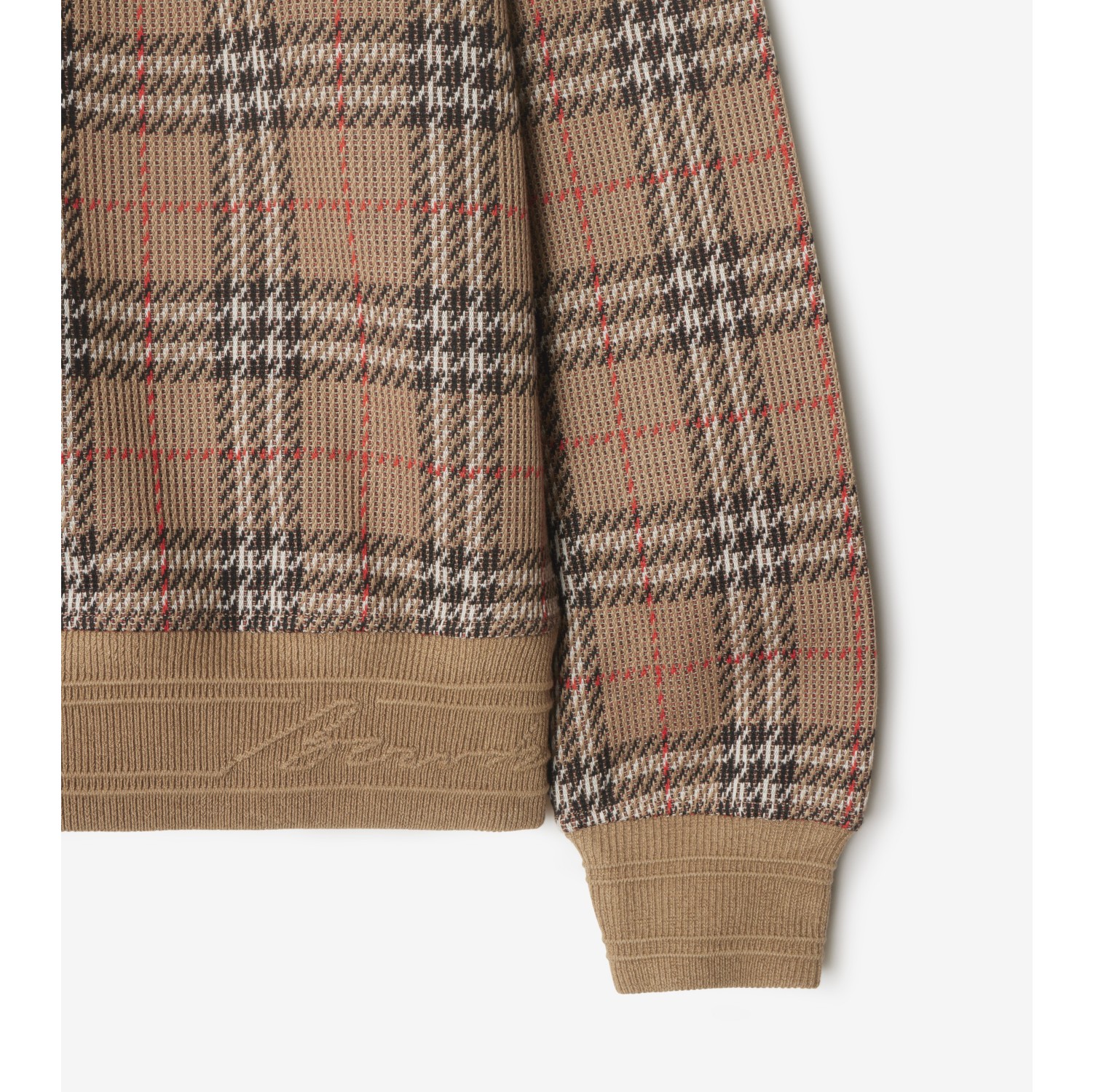 格纹棉质混纺针织衫