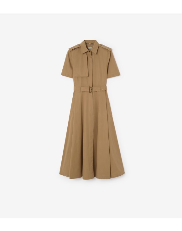 棉府绸衬衫式连衣裙