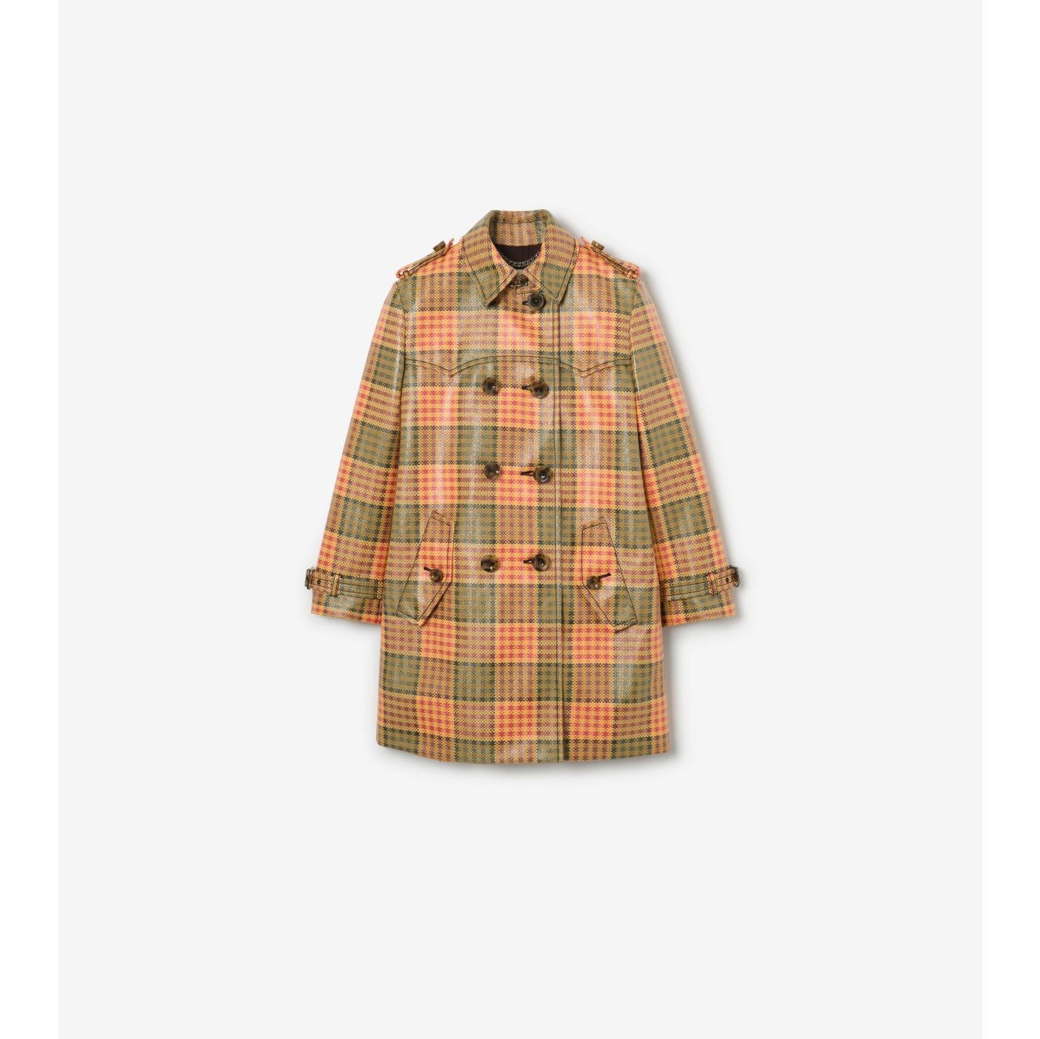 格纹涂层酒椰纤维质感短款 Summerside Trench 风衣