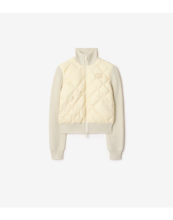 格纹缝线尼龙羊毛混纺夹克