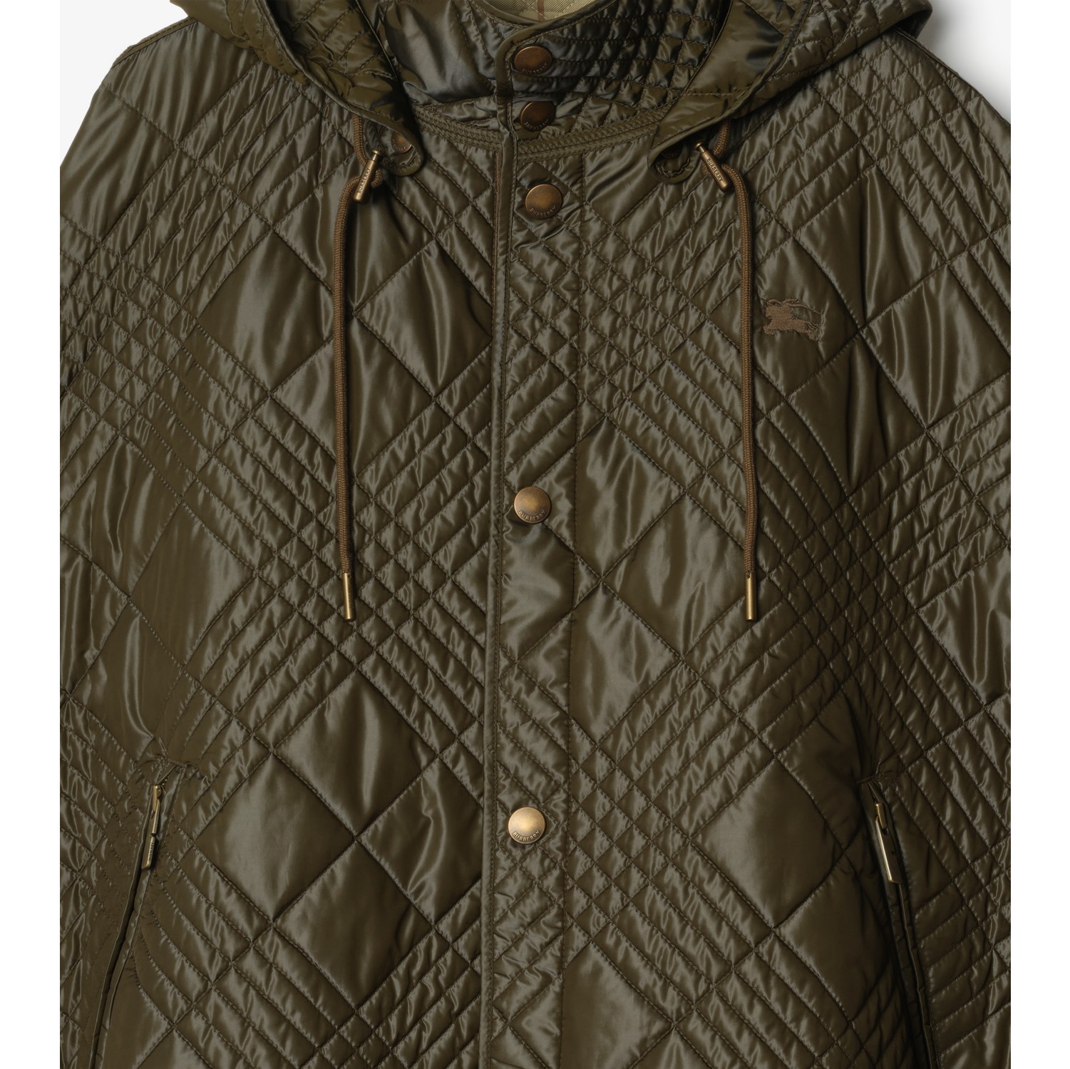 迷你格纹缝线尼龙混纺斗篷