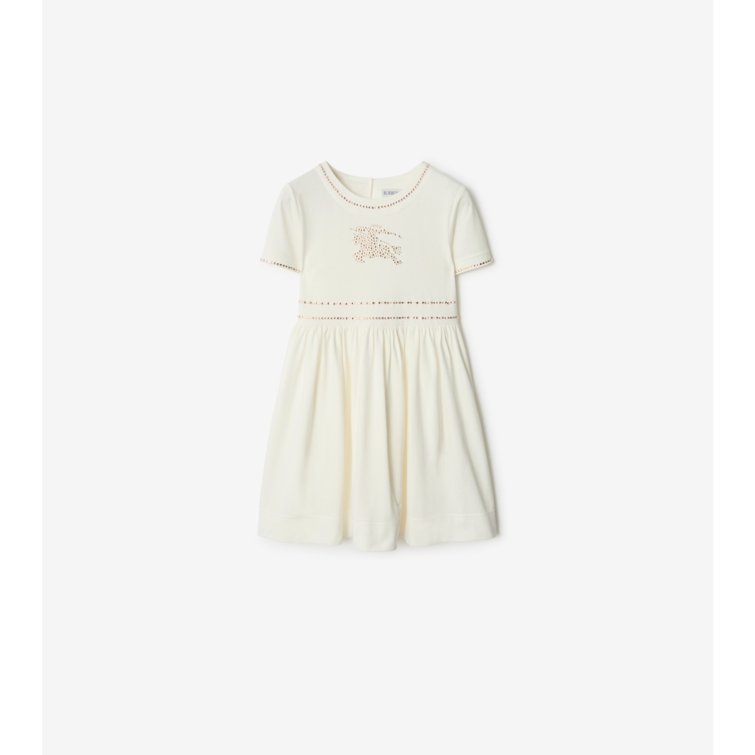 人造水晶马术骑士徽标装饰棉质连衣裙