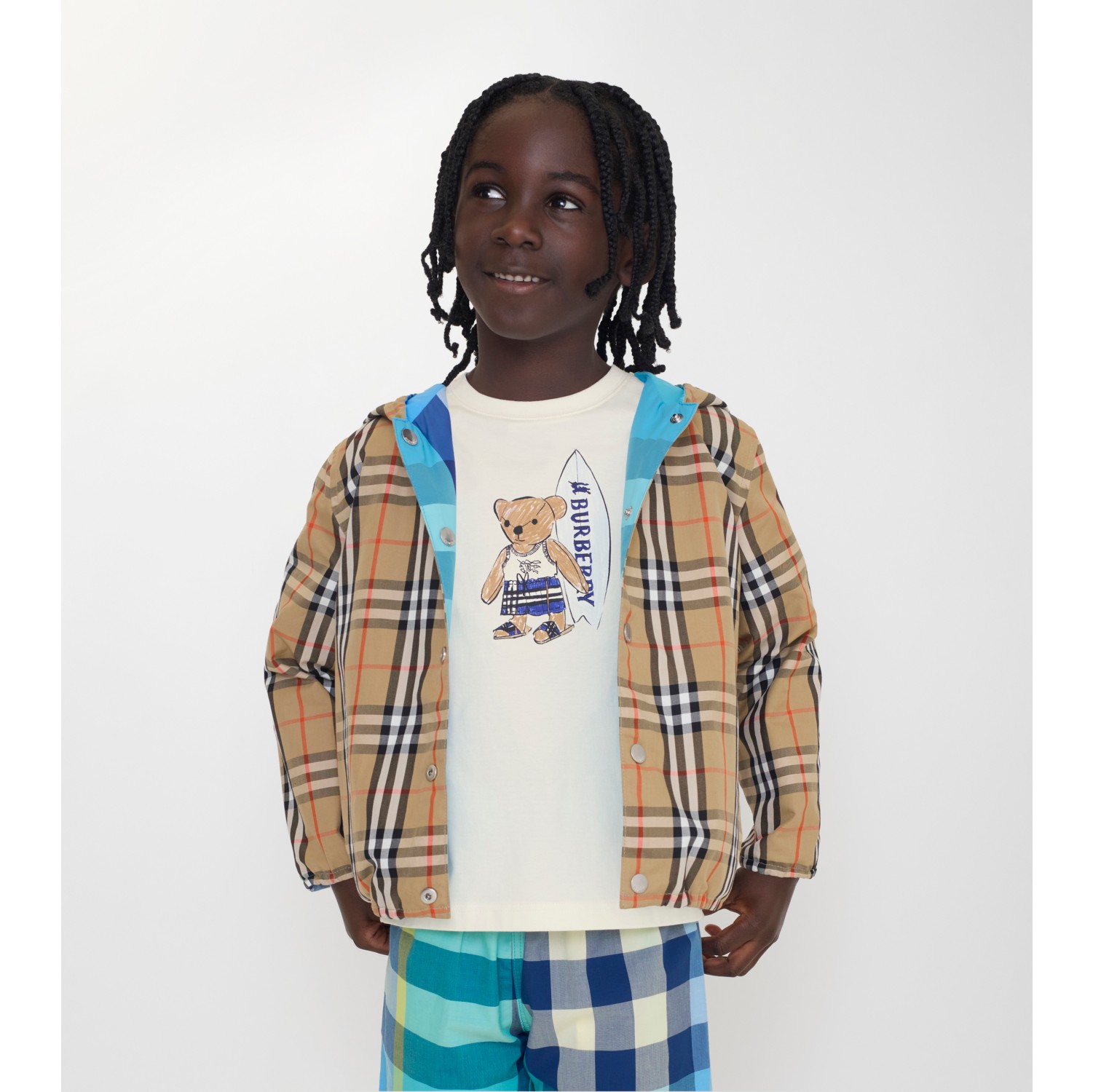 Reversible Check Nylon Hooded Jacket