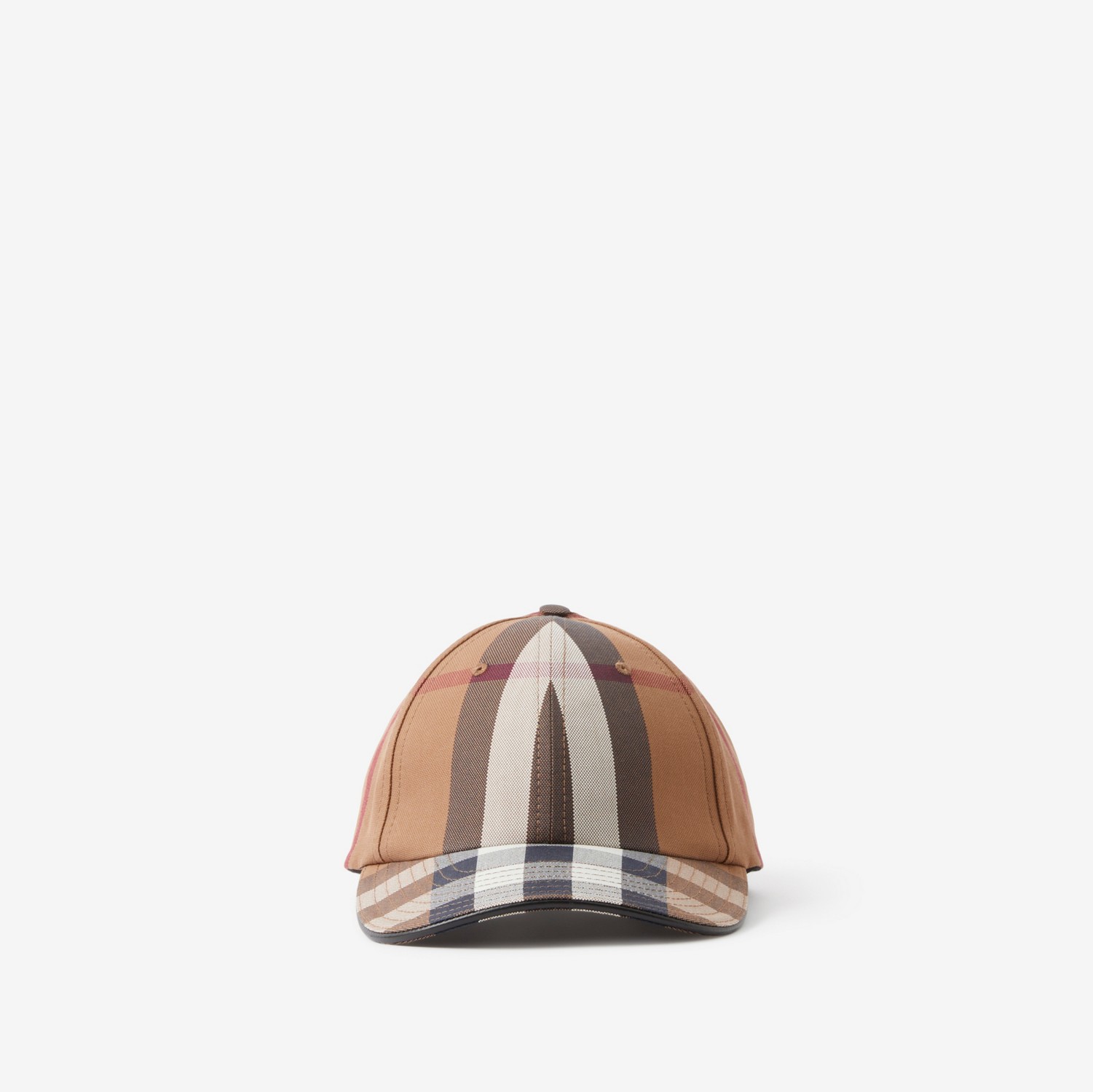 徽标装饰大号格纹棉质棒球帽