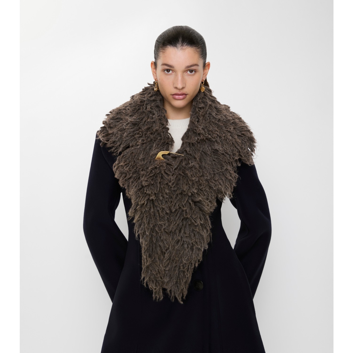 羊驼毛混纺衣领