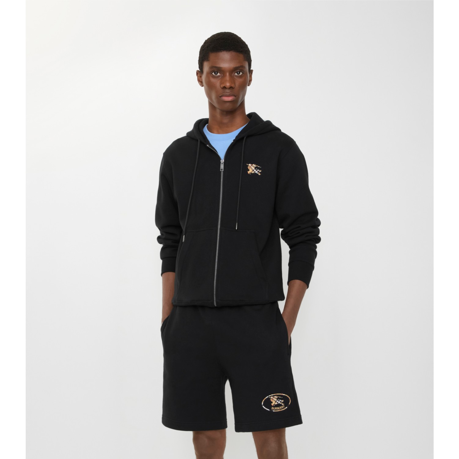 格纹骑士印章棉质短裤