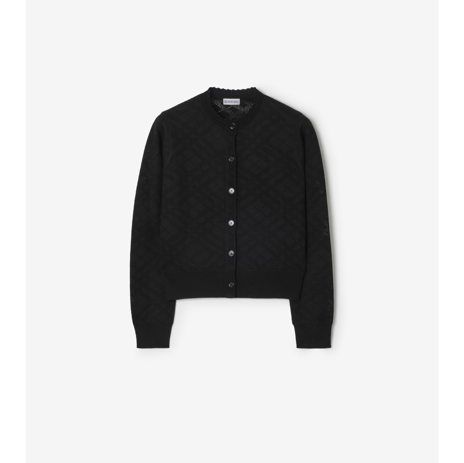 格纹丝毛混纺开衫