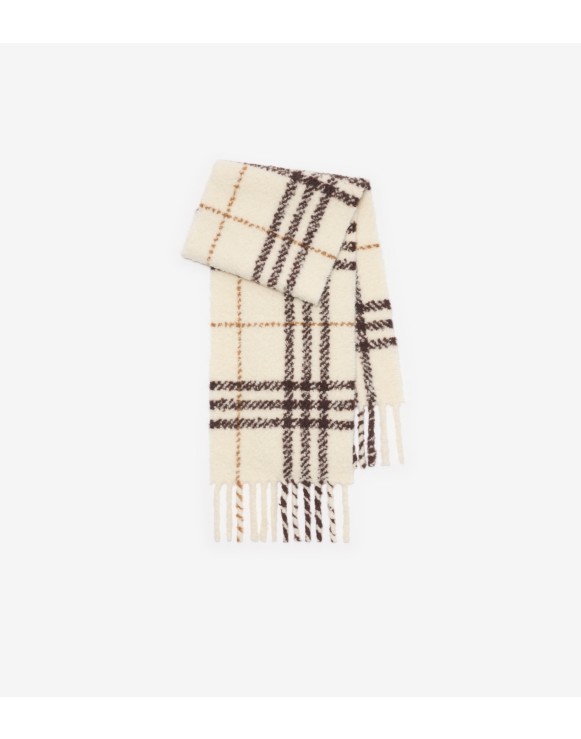 格纹羊驼毛混纺花呢围巾