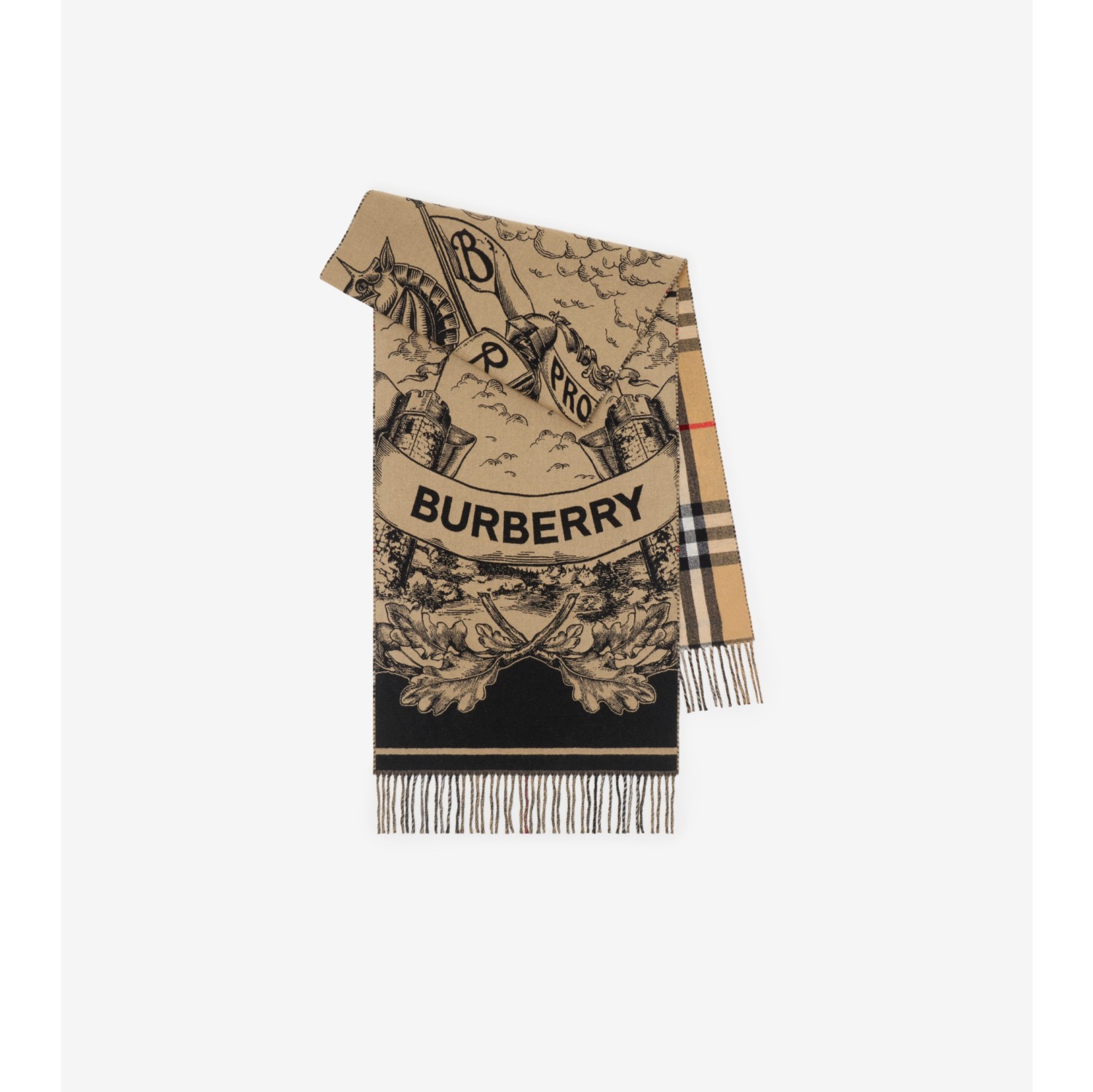 双面两用马术骑士徽标羊绒围巾