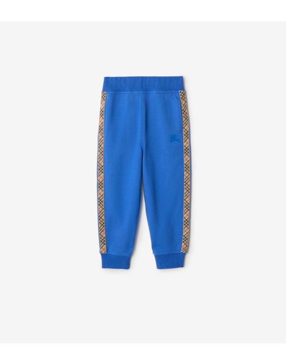 格纹装饰棉质慢跑裤