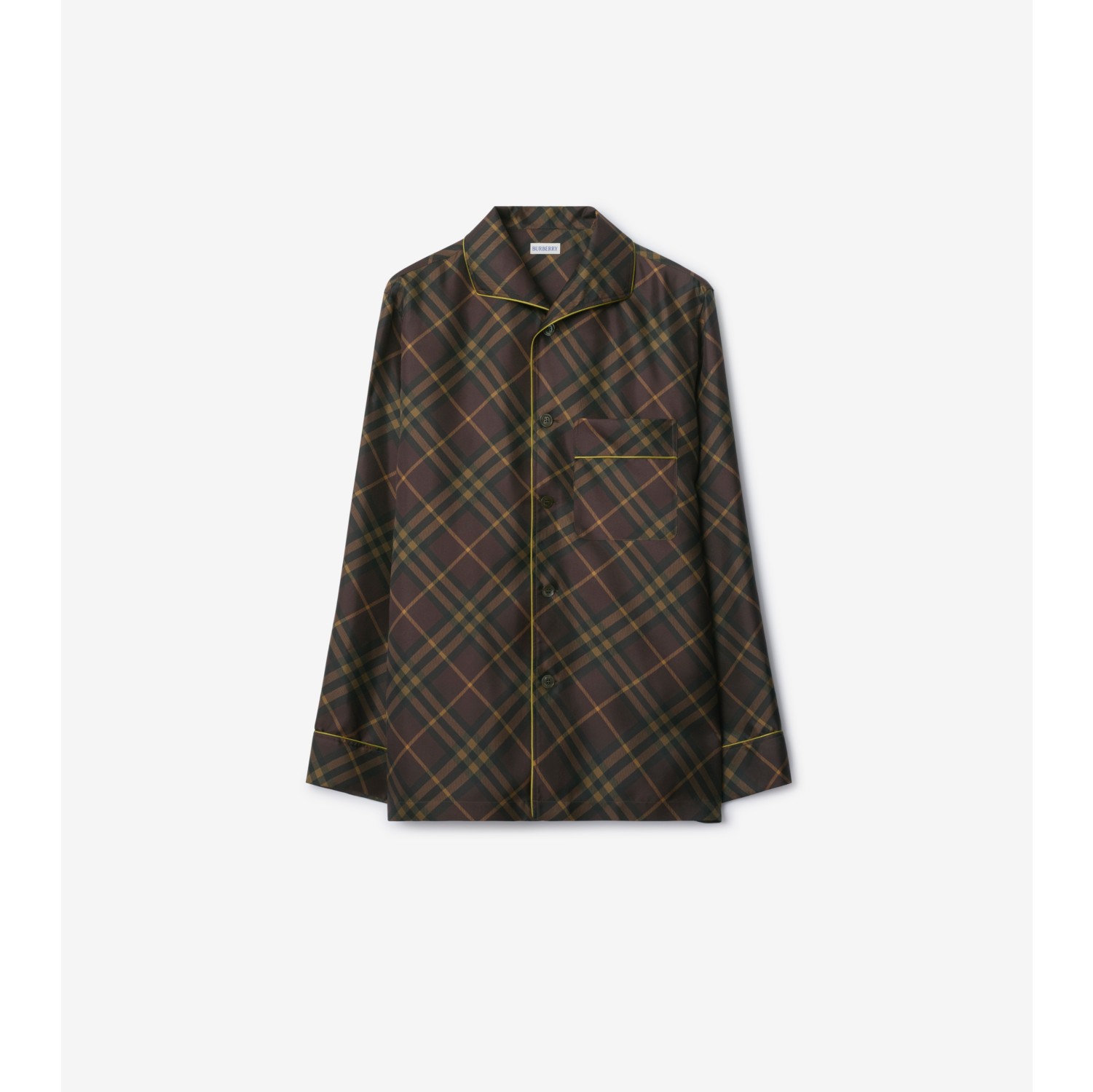 格纹丝质睡衣式衬衫