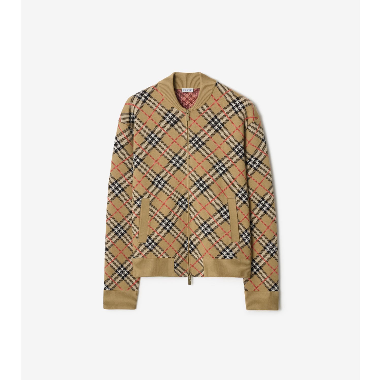 格纹棉毛混纺飞行夹克