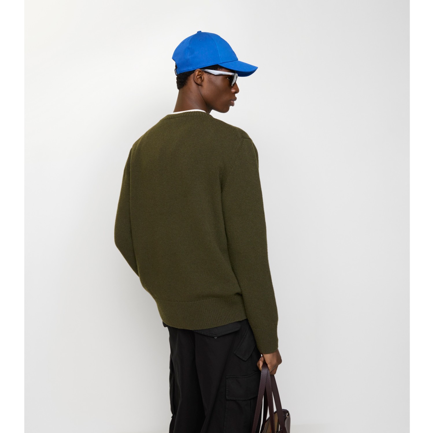 马术骑士徽标羊毛羊绒混纺针织衫