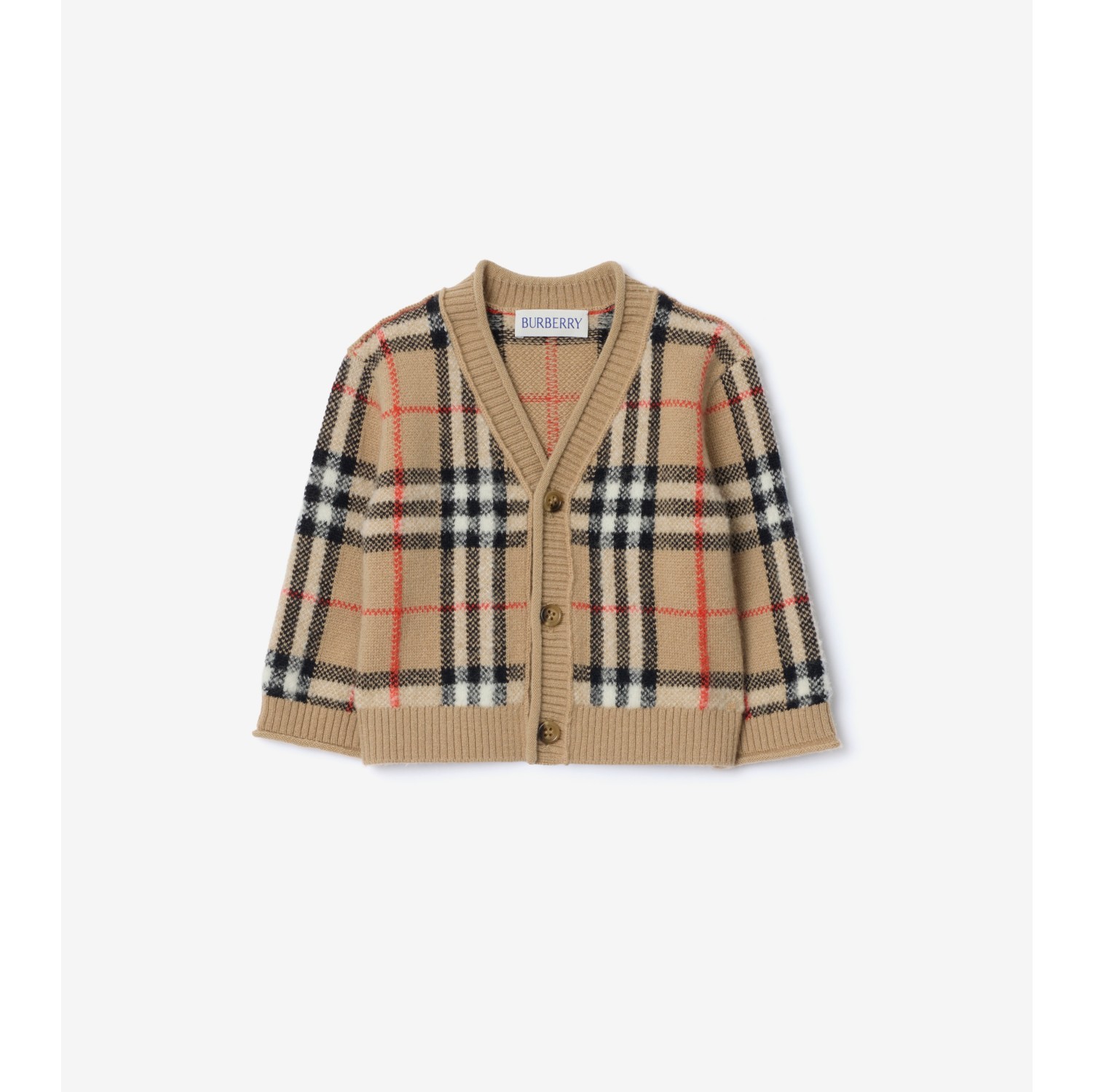 格纹羊毛羊绒混纺开衫