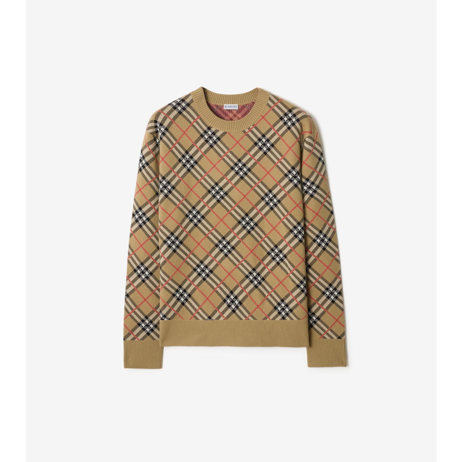 格纹棉毛混纺针织衫