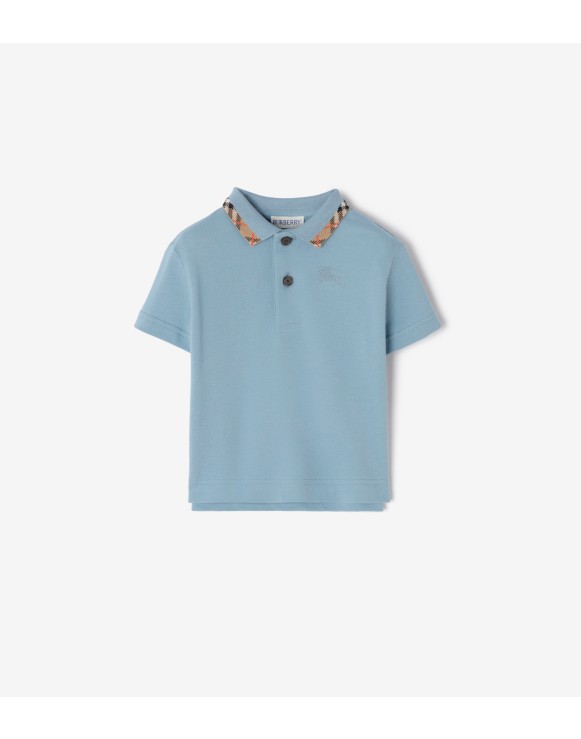 格纹衣领棉质 Polo 衫