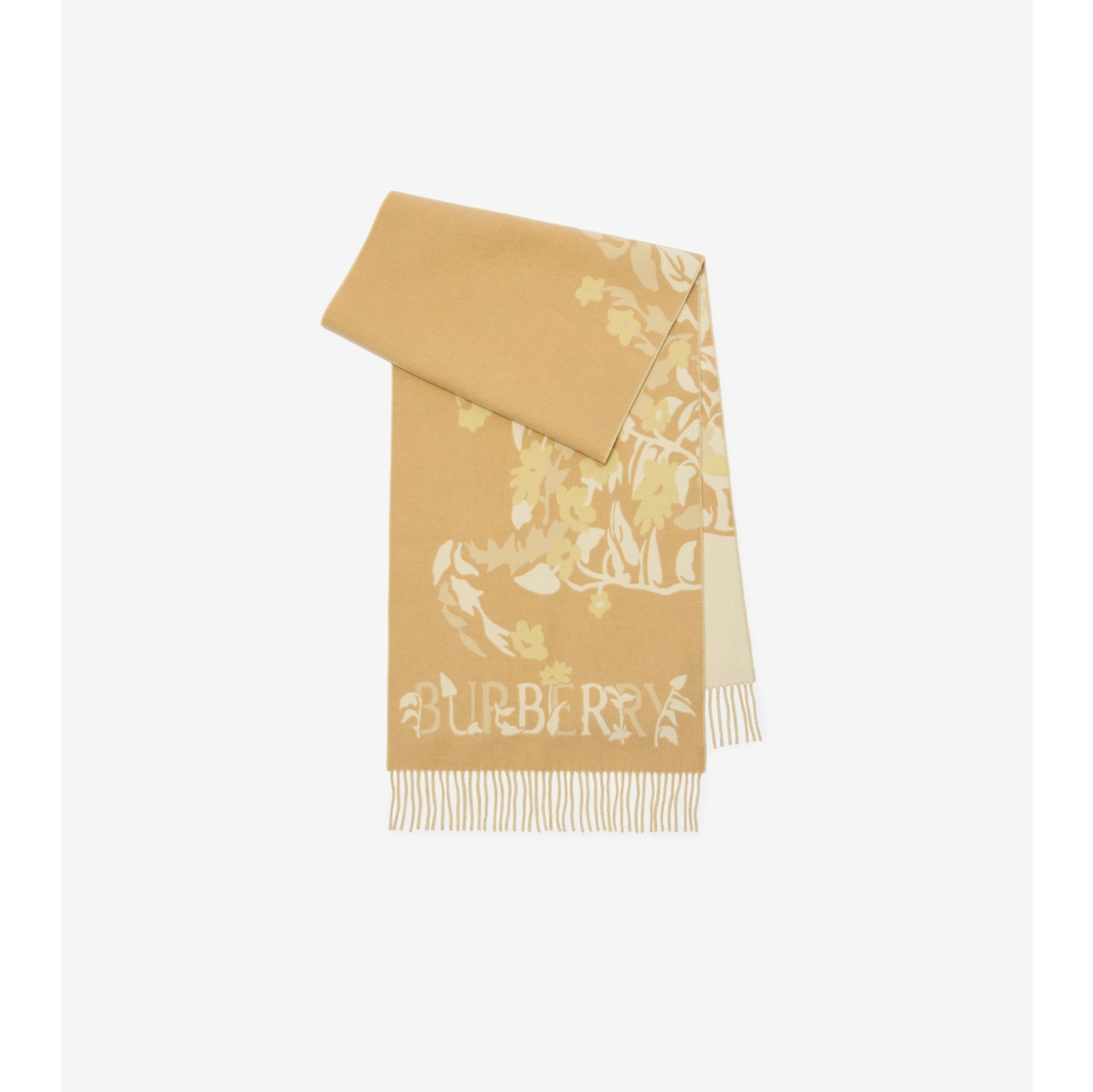 宽版花卉马术骑士徽标羊绒围巾