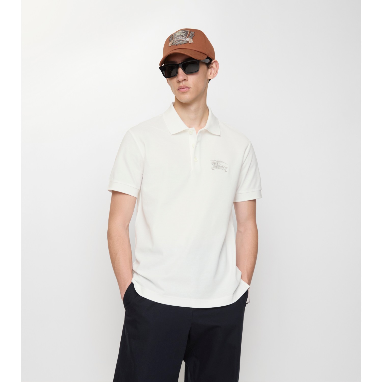 金属感马术骑士徽标棉质 Polo 衫